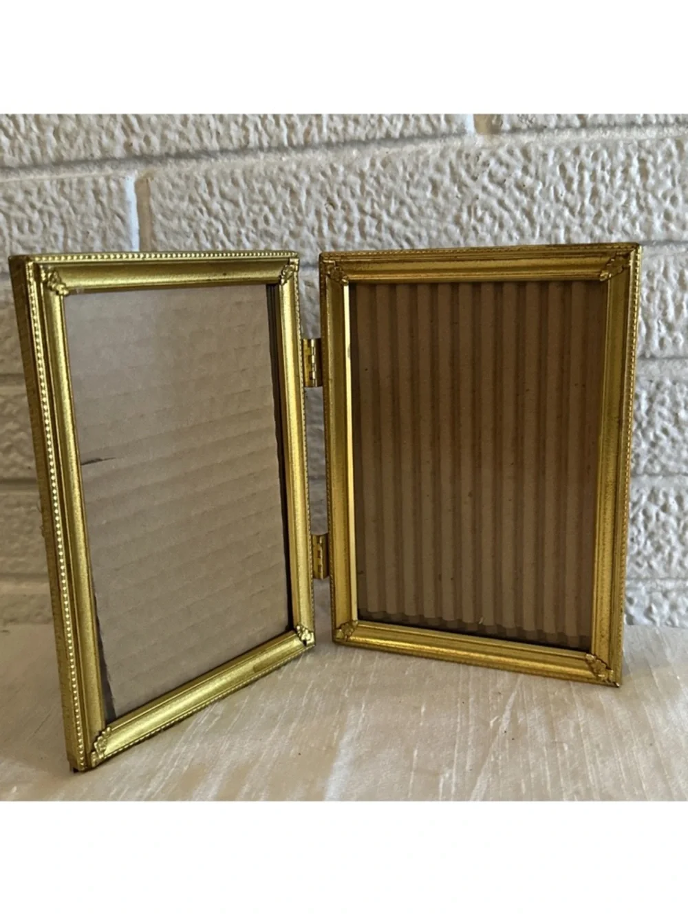 VINTAGE ORNATE LEMON GOLD DANISH BI-FOLD 5X7 PICTURE FRAME
